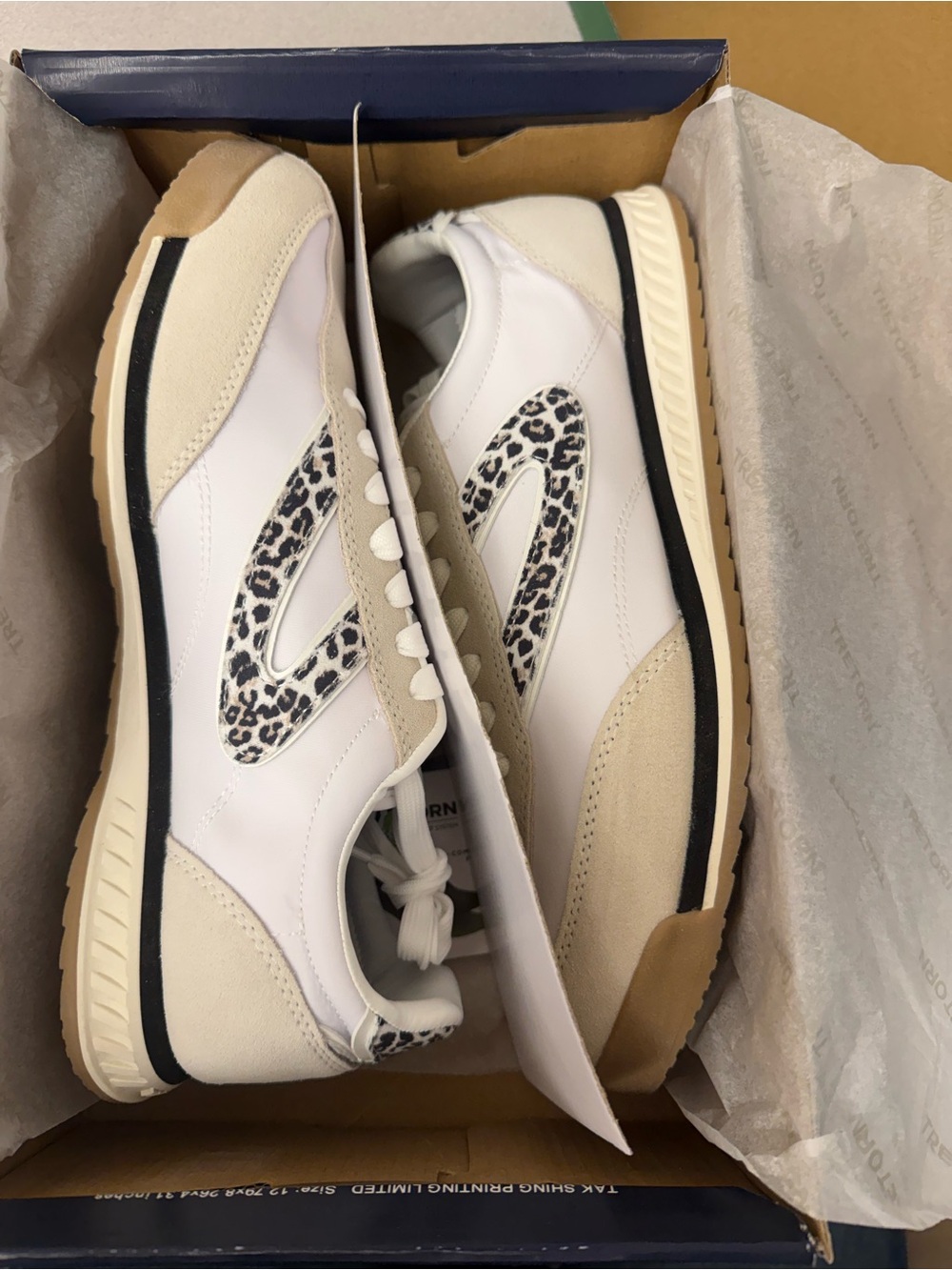 Tretorn Kristine Elite C Sneakers in White, Black & Beige Leopard Cheetah